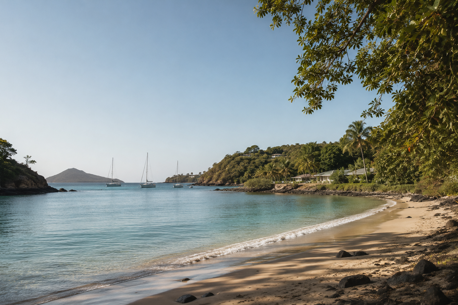 Calm beach water at golden hour